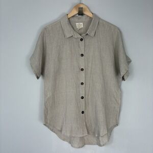 New Vikolino 100% European Washed Linen Tunic Button Down Shirt Lagenlook Sz S